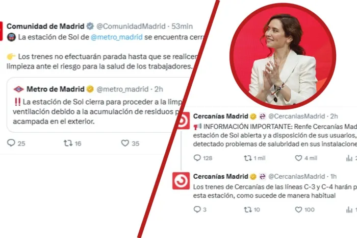 Ayuso cierra la estación de Metro de Sol para hacer trabajos de limpieza "urgentes" por la acampada. Cercanías no