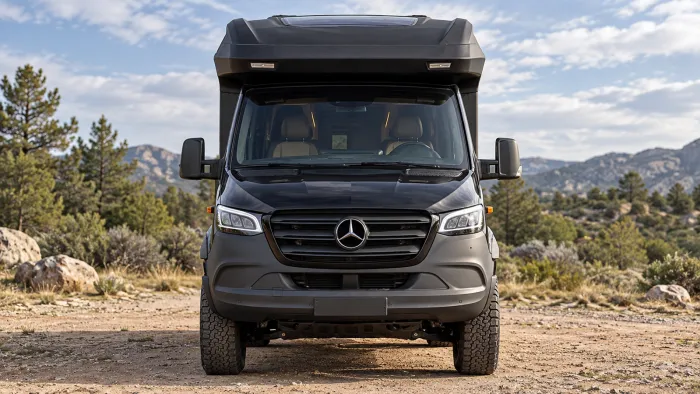 Con un duro motor diésel, esta Mercedes camper todoterreno trae 2,06m de altura interior, 3.550L de espacio para guardar cosas y un aislamiento que soporta -20°C