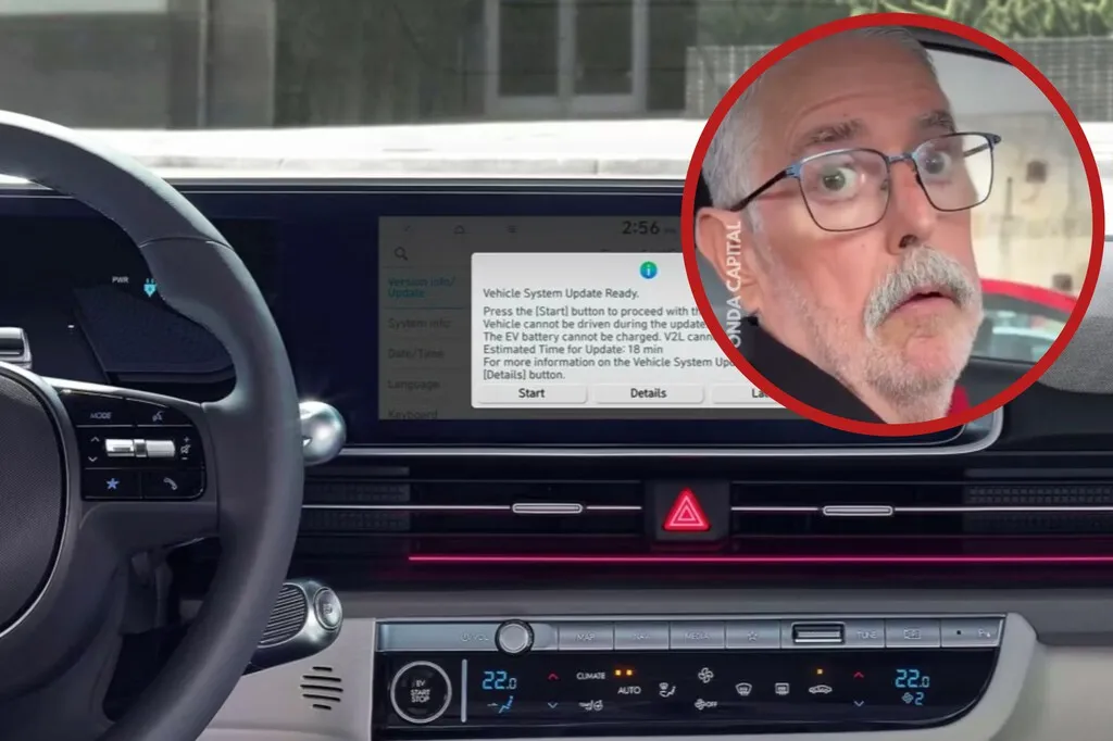 "¿Estamos locos o qué?". Este hombre llevaba prisa, pero su coche tenía otros planes para él: una actualización que no le dejó ni arrancarlo
