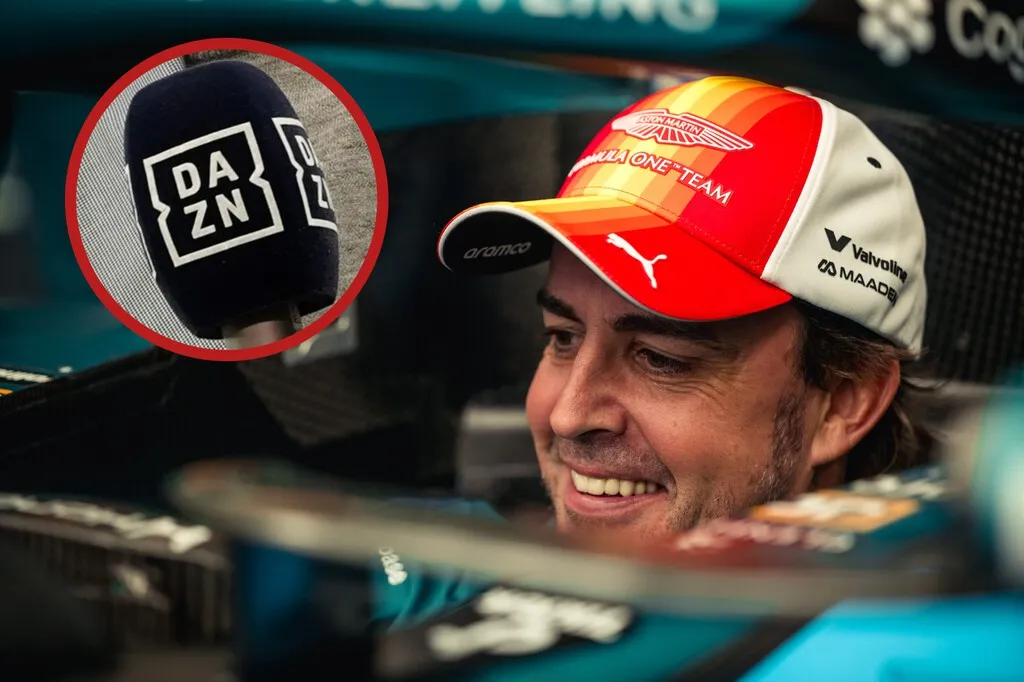 Fernando Alonso, a patadas con el micrófono de DAZN en el paddock de Madrid mientras el veto continúa