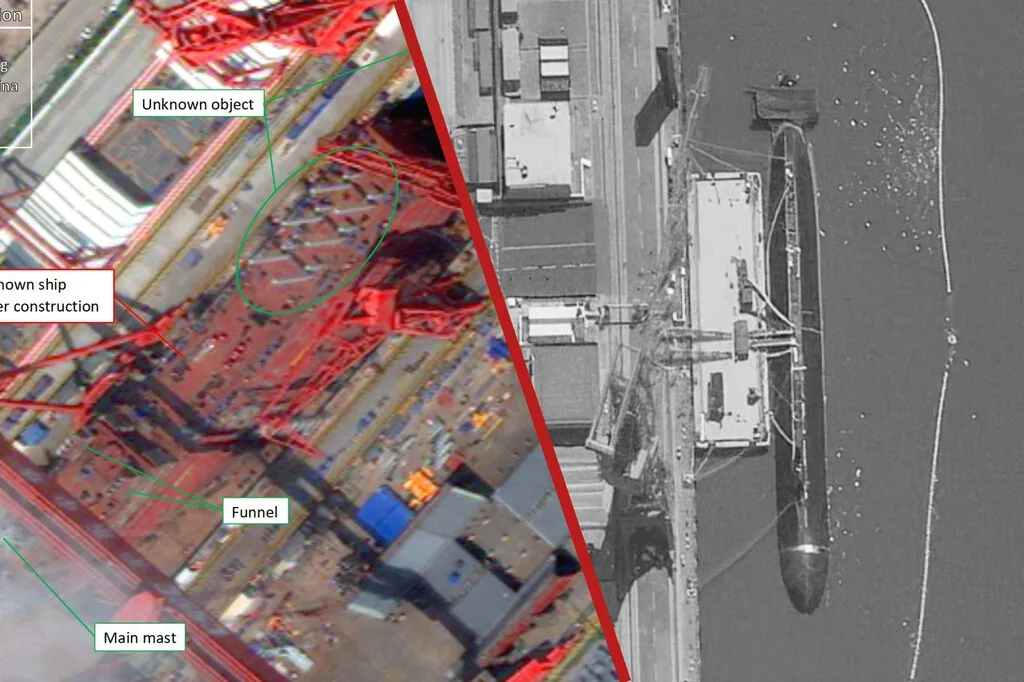 Imágenes de satélite revelan la pieza que le faltaba a China para sus gigantescos submarinos robot: un buque nodriza