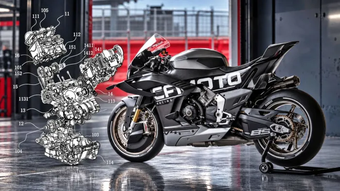 La última patente de CFMoto es un V4 turbo que puede dar 300 CV y acabar montado en la superbike china que apunta a la Panigale V4 R