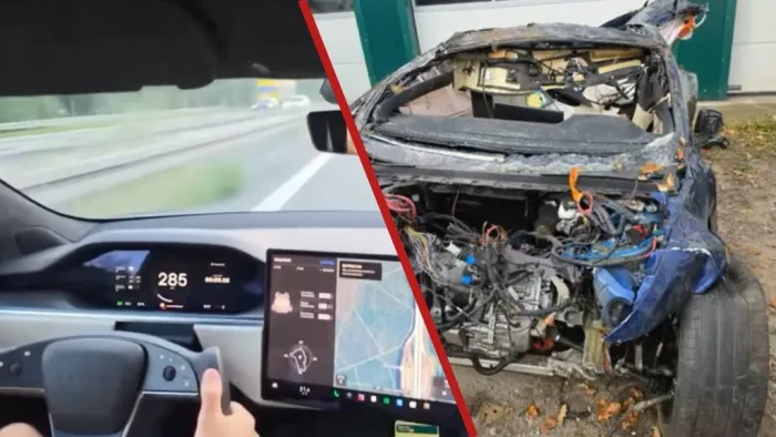 Le revienta una rueda de su Tesla cuando iba a 285 km/h por la autobahn alemana. Milagrosamente no ha muerto nadie