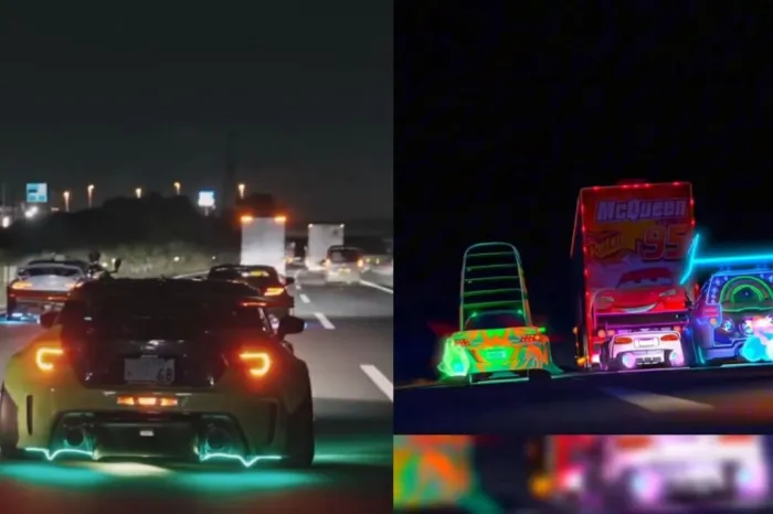 Toyota recrea una de las escenas más míticas de ‘Cars’ con sus coches y acaba celebrándolo por todo lo alto en Fuji